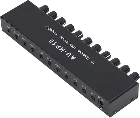 10 Channel Headphone Amplifier Headphone Splitter 1 Input 10 Output Stereo Audio Splitter Independent Control DC 12V for Studios, Stages in Saudi Arabia