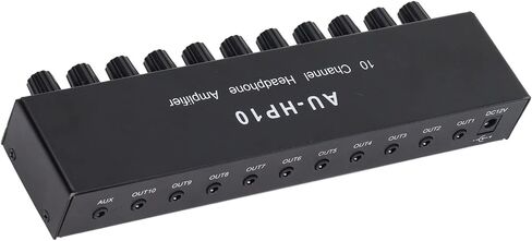 10 Channel Headphone Amplifier Headphone Splitter 1 Input 10 Output Stereo Audio Splitter Independent Control DC 12V for Studios, Stages in Saudi Arabia