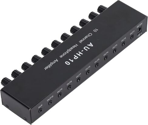 10 Channel Headphone Amplifier Headphone Splitter 1 Input 10 Output Stereo Audio Splitter Independent Control DC 12V for Studios, Stages in Saudi Arabia