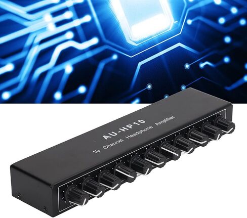 10 Channel Headphone Amplifier Headphone Splitter 1 Input 10 Output Stereo Audio Splitter Independent Control DC 12V for Studios, Stages in Saudi Arabia