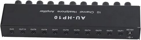 10 Channel Headphone Amplifier Headphone Splitter 1 Input 10 Output Stereo Audio Splitter Independent Control DC 12V for Studios, Stages in Saudi Arabia