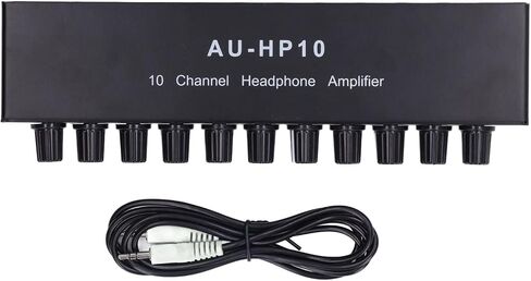 10 Channel Headphone Amplifier Headphone Splitter 1 Input 10 Output Stereo Audio Splitter Independent Control DC 12V for Studios, Stages in Saudi Arabia