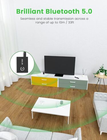 TROND Bluetooth 5.2 Transmitter Receiver, 2-in-1 Bluetooth Adapter for TV to Airpods or Wireless Headphones, Low Latency, 3.5mm Bluetooth Audio Adapter for Airplane Gym Equipment Home Stereo in Saudi Arabia