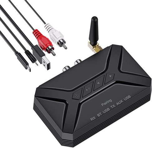 جهاز إرسال بلوتوث OQIMAX، جهاز إرسال بلوتوث 5.0 للتلفزيون يدعم إدخال الصوت RCA، نطاق مسافة طويلة 3.5 مم AUX مستقبل بلوتوث زمن الوصول المنخفض، لسماعات مكبر صوت المسرح المنزلي in Saudi Arabia