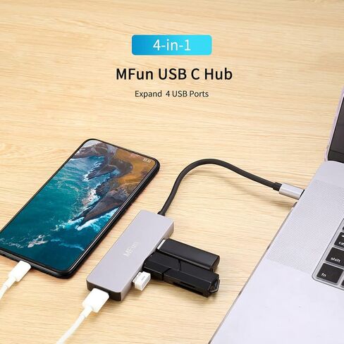 موزع USB C، موزع MFun USB C إلى USB 3.0 مع 4 منافذ USB محول الألومنيوم متوافق مع أجهزة MacBook Pro Air USB C وأجهزة أخرى من النوع C in Kuwait