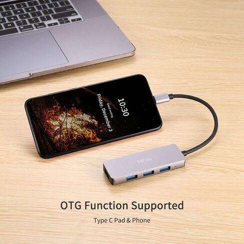موزع USB C، موزع MFun USB C إلى USB 3.0 مع 4 منافذ USB محول الألومنيوم متوافق مع أجهزة MacBook Pro Air USB C وأجهزة أخرى من النوع C in Kuwait