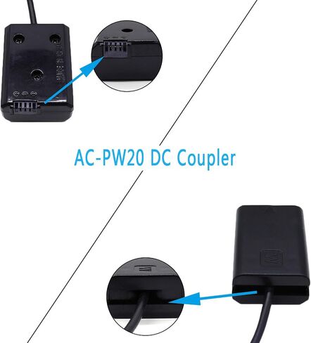 AC-PW20 Replcement AC Power Supply Adapter Kit Compatible for Sony Alpha NEX-5 NEX-5A NEX-5C NEX-5CA NEX-5CD NEX-5H NEX-5K A6300 A6500 A3000 A5000 Cameras (Replce Sony NP-FW50 Battery) in Saudi Arabia