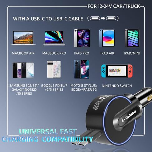 60W USB C Car Charger, Car Power Adapter with Two 30W USB-C Output Cables for Samsung, Pixel, Other Android and Laptops in Saudi Arabia