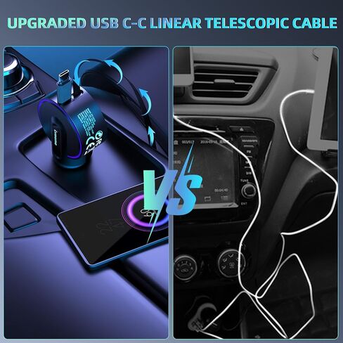 60W USB C Car Charger, Car Power Adapter with Two 30W USB-C Output Cables for Samsung, Pixel, Other Android and Laptops in Saudi Arabia
