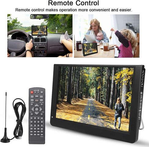 SYH&AQYE Portable TV LCD Monitor, 12in 1080P ATV/UHF/VHF Car Stereo Digital TV, High Sensitivity Tuner Car Radio Multimedia Player for Car Kids Travel in Kuwait