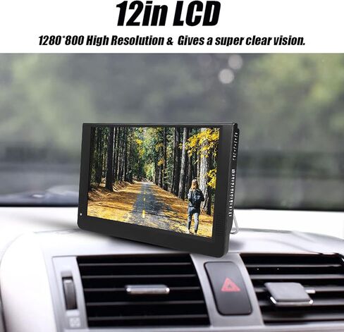SYH&AQYE Portable TV LCD Monitor, 12in 1080P ATV/UHF/VHF Car Stereo Digital TV, High Sensitivity Tuner Car Radio Multimedia Player for Car Kids Travel in Kuwait