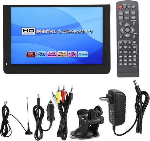 SYH&AQYE Portable TV LCD Monitor, 12in 1080P ATV/UHF/VHF Car Stereo Digital TV, High Sensitivity Tuner Car Radio Multimedia Player for Car Kids Travel in Kuwait