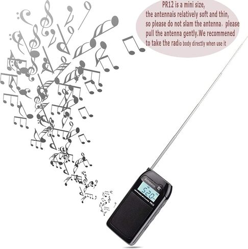 Retekess PR12 Portable Pocket Radio AM FM, Small Personal Radio, Digital AM FM Radio with Headphone Socket, Micro SD, Clear Display for Walking (White) in Saudi Arabia