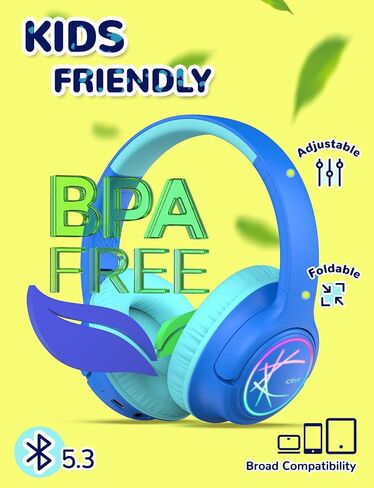 iClever BTH18 Kids Bluetooth Headphones LED Lights for Toddler Boys Girls in Kuwait