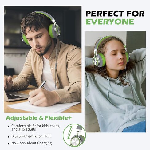 AILIHEN C8 سماعات رأس سلكية للأطفال مع ميكروفون وتحكم في مستوى الصوت قابلة للطي خفيفة الوزن سلكية للصبي والبنات والمدرسة والهواتف المحمولة والأجهزة اللوحية Chromebook والهواتف الذكية والكمبيوتر المحمول Mp3/4 (رمادي/نعناعي) in Kuwait
