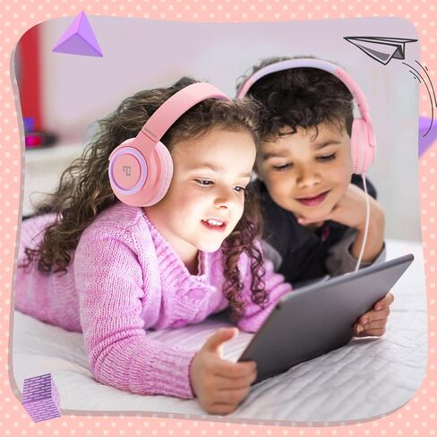 INFURTURE Kids Headphone for School with Microphone, Pink Wired Headphones in Kuwait
