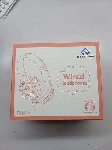INFURTURE Kids Headphone for School with Microphone, Pink Wired Headphones in Kuwait