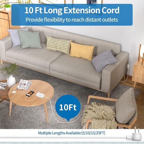 Extension Cord 15 ft, Power Strip with 6 Outlets 4 USB Charger(2 USB C Port), Flat Plug Outlet Extender Long Cord, Protection for Indoor, Home, Office Supplies, Dorm Room Essentials in Kuwait