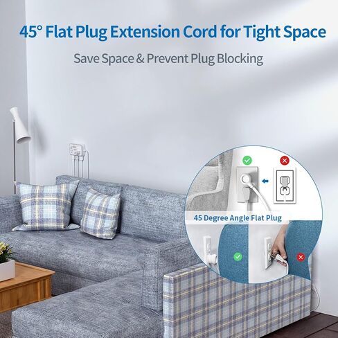 Extension Cord 15 ft, Power Strip with 6 Outlets 4 USB Charger(2 USB C Port), Flat Plug Outlet Extender Long Cord, Protection for Indoor, Home, Office Supplies, Dorm Room Essentials in Kuwait