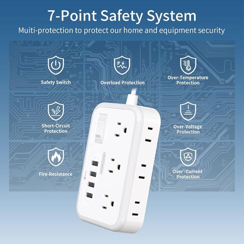 Extension Cord 15 ft, Power Strip with 6 Outlets 4 USB Charger(2 USB C Port), Flat Plug Outlet Extender Long Cord, Protection for Indoor, Home, Office Supplies, Dorm Room Essentials in Kuwait