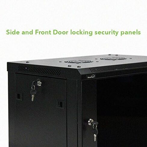 Navepoint 18U Deluxe IT حاوية خزانة مثبتة على الحائط مقاس 19 بوصة رف شبكة الخادم مع قفل باب زجاجي مقاس 16 بوصة باللون الأسود العميق مع أرفف in Saudi Arabia