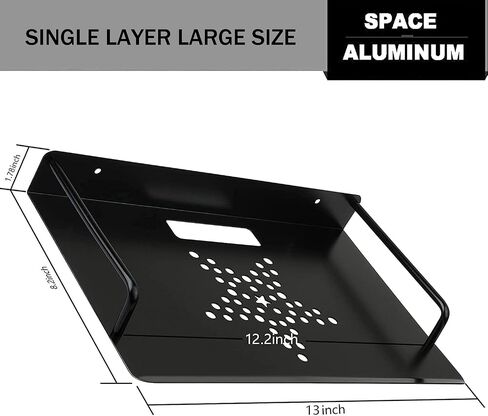 Alumimum Alloy Wall Mount Shelf Bracket for TV Accessories WiFi Router TV Box Set Top Box (Black, 11.2'' x 8.2'') in Kuwait