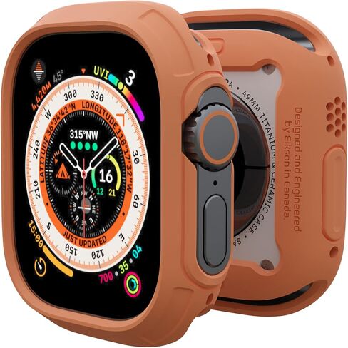حافظة Elkson المتوافقة مع Apple Watch Ultra Bumper Case ومجموعة واقي الشاشة 49mm Quattro Max Series متينة، غطاء حماية مرن مقاوم للصدمات من الدرجة العسكرية مع زجاج مقسى لساعة iWatch، أسود in Kuwait