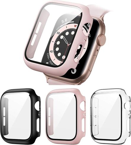 2 Pack Case for Apple Watch Series 3/2/1 38mm Screen Protector,Starlight | BHARVEST Cover with Tempered Glass Screen Protector for Apple Watch 38mm,Hard PC Bumper Scratch Resistant,Full Coverage in Kuwait
