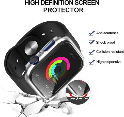 2 Pack Case for Apple Watch Series 3/2/1 38mm Screen Protector,Starlight | BHARVEST Cover with Tempered Glass Screen Protector for Apple Watch 38mm,Hard PC Bumper Scratch Resistant,Full Coverage in Kuwait