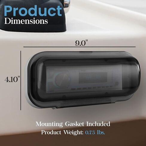 Pyle Water Resistant Marine Stereo Cover - Smoke Colored Heavy Duty Boat Radio Protector Shield with Flip-up Door & Spring Loaded Release - Mounting Gasket Included - PLMRCW1 in Kuwait