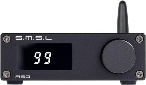 مضخم صوت ستيريو S.M.S.L A50، جهاز استقبال AMP بقدرة 100 وات × 2 Mini Hi-Fi وقناتين فئة D، TPA3116*2 Bluetooth 5.0 Bass وTreble 2.0 CH لمكبرات الصوت المنزلية مع جهاز التحكم عن بعد in Kuwait