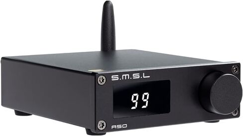 مضخم صوت ستيريو S.M.S.L A50، جهاز استقبال AMP بقدرة 100 وات × 2 Mini Hi-Fi وقناتين فئة D، TPA3116*2 Bluetooth 5.0 Bass وTreble 2.0 CH لمكبرات الصوت المنزلية مع جهاز التحكم عن بعد in Kuwait