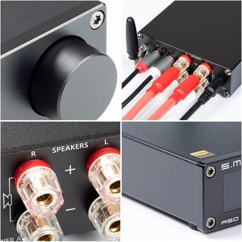 مضخم صوت ستيريو S.M.S.L A50، جهاز استقبال AMP بقدرة 100 وات × 2 Mini Hi-Fi وقناتين فئة D، TPA3116*2 Bluetooth 5.0 Bass وTreble 2.0 CH لمكبرات الصوت المنزلية مع جهاز التحكم عن بعد in Kuwait