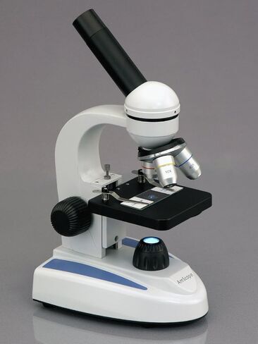 AmScope M149B-E Digital Compound Monocular Microscope, WF10x and WF20x Eyepieces, 40x-800x Magnification, LED Illumination, Brightfield, Single-Lens Condenser, Plain Stage, 110V or Battery-Powered, Heavy-Duty Metal Frame, Includes 0.3MP Camera and Softwar in Saudi Arabia