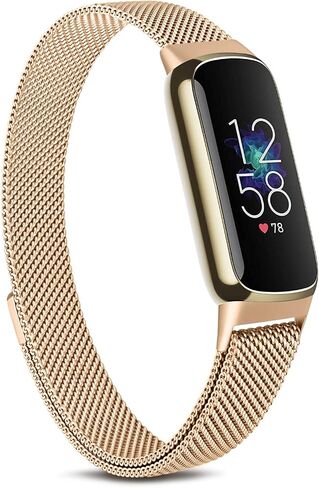 Amzpas سوار معدني متوافق مع Fitbit Luxe Bands للنساء والرجال، حزام معصم بديل بحلقة شبكية من الفولاذ المقاوم للصدأ لتتبع اللياقة البدنية Fitbit Luxe/Luxe Special Edition in Kuwait