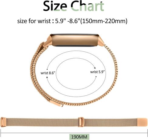 Amzpas سوار معدني متوافق مع Fitbit Luxe Bands للنساء والرجال، حزام معصم بديل بحلقة شبكية من الفولاذ المقاوم للصدأ لتتبع اللياقة البدنية Fitbit Luxe/Luxe Special Edition in Kuwait