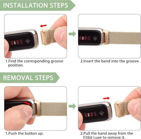 Amzpas سوار معدني متوافق مع Fitbit Luxe Bands للنساء والرجال، حزام معصم بديل بحلقة شبكية من الفولاذ المقاوم للصدأ لتتبع اللياقة البدنية Fitbit Luxe/Luxe Special Edition in Kuwait