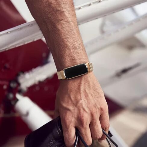 Amzpas سوار معدني متوافق مع Fitbit Luxe Bands للنساء والرجال، حزام معصم بديل بحلقة شبكية من الفولاذ المقاوم للصدأ لتتبع اللياقة البدنية Fitbit Luxe/Luxe Special Edition in Kuwait