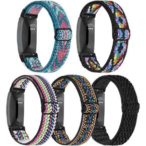 Adjustable Elastic Fitbit Inspire 2 Bands Compatible with Fitbit Inspire 2 / Inspire/Inspire HR, Stretch Soft Nylon Sport Breathable Wristband Replacement Women Men (5 Pack)