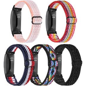 Adjustable Elastic Fitbit Inspire 2 Bands Compatible with Fitbit Inspire 2 / Inspire/Inspire HR, Stretch Soft Nylon Sport Breathable Wristband Replacement Women Men (5 Pack)