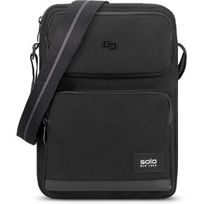 Solo New York Universal Tablet Sling Bag for Women & Men - Crossbody Bag for Travel, Walking, & Hiking, Adjustable Shoulder Strap, Front Zippered Pocket, Fits 12.9" Tablets - Ludlow, Black in Kuwait