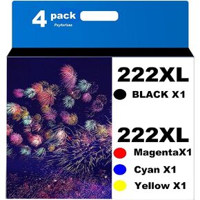 222XL معاد تصنيعها لخراطيش حبر Epson 222 Epson T222XL Epson 222 XL for Expression Home Epson XP-5200 Workforce Epson WF-2960 Prinetrs 4pack (أسود سماوي أرجواني أصفر) in Kuwait