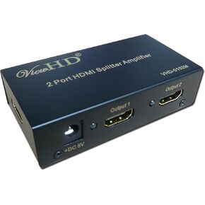 ViewHD HDMI Splitter 1x2 | Support 1080P & 3D | One Input to Two Identical Outputs | VHD-0102M