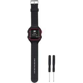 Replacement Band Compatible with Garmin Forerunner 25 GPS Running Watch Wristband Fitness Tracker for Smarwatch(Mans Strap) (Black)