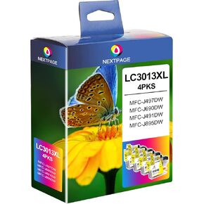 استبدال خراطيش الحبر الأرجواني LC3013 LC3011 من NEXTPAGE لطابعة Brother LC3013 LC3011 LC-3013XL LC-3011XL تعمل مع Brother MFC-J491DW MFC-J497DW MFC-J690DW MFC-J895DW طابعة نافثة للحبر (LC3013 M 4 عبوات) in Kuwait