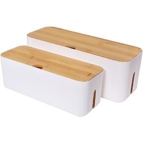 Changsuo Cable Management Box Small White, Extension Cord Organizer for Power Stripe Surge Protector Wire Management Concealer Cover Hider for Desktop Home Office Kitchen (White) in Kuwait