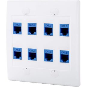Cat6 Keystone Ethernet Wall Plate Female to Female - White (2 Port) in Kuwait