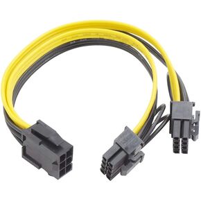 YiKaiEn 6 Pin إلى Dual 8 Pin (6+2 Pin) كابل إمداد الطاقة لبطاقة الفيديو GPU (8.6 بوصة 22 سم) in Saudi Arabia