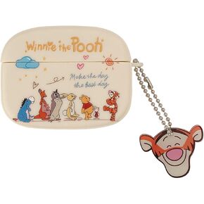 حافظة ناعمة من مادة TPU مع سلسلة من الخرز لـ Apple AirPods 1 2 1st 2nd Winnie The Pooh Bear Tigger Tiger Eeyore Donkey Piglet Piglet Pig Owl Roo Kanga Rabbit Disney Anime Cartoon لطيف جميل رائعتين للأطفال البنات