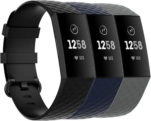 Kyweel 3 Packs Silicone Tape Fitbit Charge 4/Fitbit Charge 3/Charge 3 SE Replacement Wrist Strap For Men And Women Small Large in Kuwait